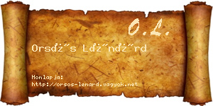 Orsós Lénárd névjegykártya